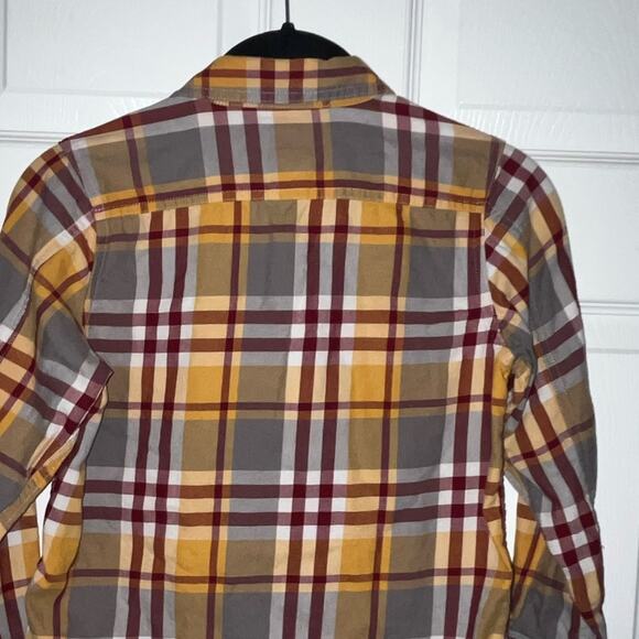 Eddie Bauer Kids Plaid Button Down Shirt yellow burgundy gray white boy's size 7 - Picture 5 of 16